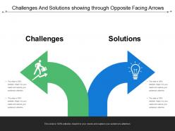 Challenges and solutions showing through opposite facing arrows