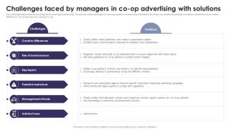 Challenges Faced By Managers In Co Op Advertising With Solutions