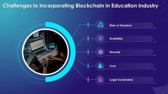 Challenges Faced While Implementing Blockchain In Education Industry Training Ppt