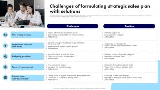 Challenges Of Formulating Strategic Sales Plan With Solutions