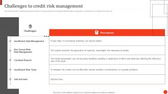 Challenges To Credit Risk Management Principles And Techniques In Credit Portfolio Management