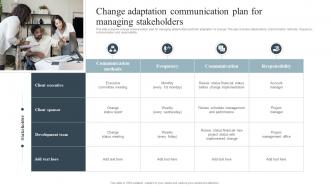 Change Adaptation Communication Plan For Managing Stakeholders