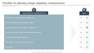 Change Adaptation Communication Plan Powerpoint Ppt Template Bundles Compatible Slides