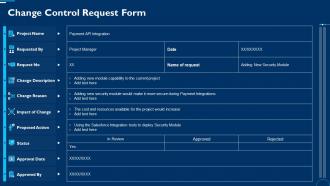 Change Control Request Form Project Change Management Bundle
