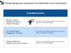 Change management assessment tool stakeholder force field analysis