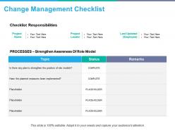 Change management checklist ppt powerpoint presentation diagram lists