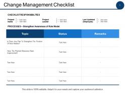 Change management checklist ppt powerpoint presentation file infographics