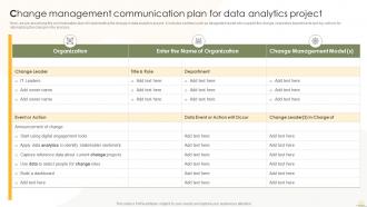 Change Management Communication Plan Business Analytics Transformation Toolkit