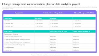 Change Management Communication Plan For Data Anaysis And Processing Toolkit