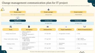Change Management Communication Plan For It Project