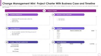 Change Management Mini Project Charter Business Human Resource Transformation Toolkit