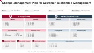 Change Management Plan For Customer Relationship Management How To Improve Customer Service Toolkit