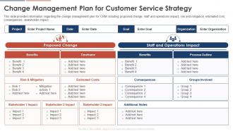 Change Management Plan For Customer Service Strategy Consumer Service Strategy Transformation Toolkit