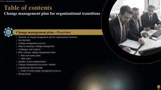 Change Management Plan For Organizational Transitions CM CD Content Ready Researched