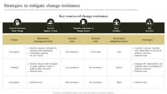 Change Management Plan To Improve Strategies To Mitigate Change Resistance