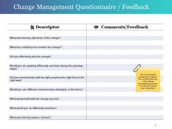 Change management questionnaire feedback powerpoint slides