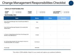 Change management responsibilities checklist ppt powerpoint presentation file portfolio