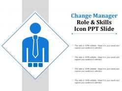 Change Manager Role And Skills Icon Ppt Slide