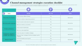 Channel Management Strategies Execution Checklist