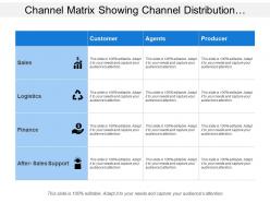 Channel matrix showing channel distribution with sales logistics and finance