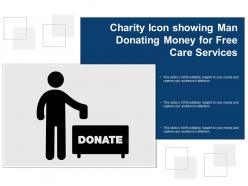 Charity icon showing man donating money for free care services