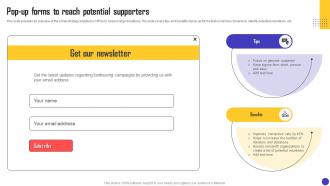 Charity Organization Strategic Plan Pop Up Forms To Reach Potential Supporters MKT SS V