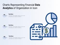 Charts representing financial data analytics of organization in icon