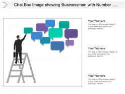 Chat box image showing businessman with number of comment boxes