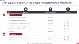 Chat Support Agent QA Scorecard For Performance Monitoring