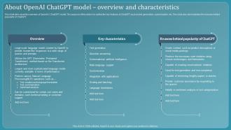 Chatbot Using Gpt 3 About Openai Chatgpt Model Overview And Characteristics