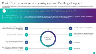 ChatGPT In Customer Service Industry Use Case Multilingual Implementing ChatGPT In Customer ChatGPT SS V