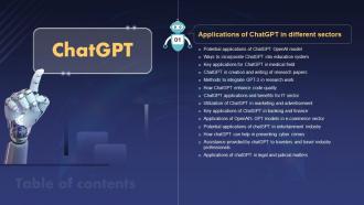 Chatgpt IT Table Of Contents Ppt Powerpoint Presentation File Model