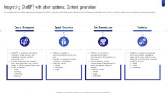 ChatGPT Next Generation AI Integrating ChatGPT With Other Systems Content Generation ChatGPT SS V