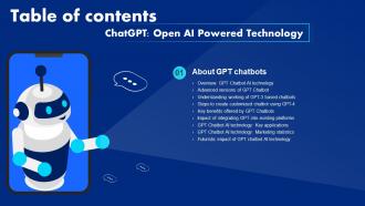 Chatgpt Open Ai Powered Technology Table Of Contents ChatGPT SS V