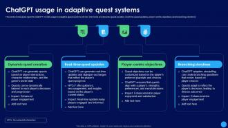ChatGPT Usage In Adaptive Quest ChatGPT In Gaming Industry Revamping ChatGPT SS