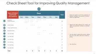 Check sheet tool for improving quality management