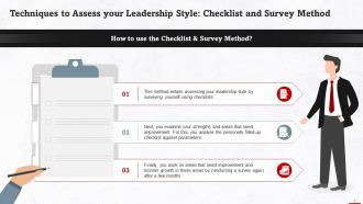 Checklist And Survey Method To Assess Leadership Style Training Ppt