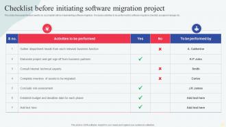 Checklist Before Initiating Software Migration Project