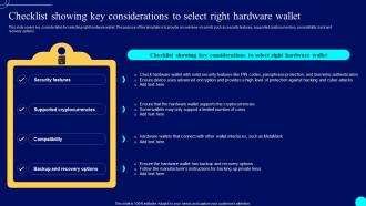 Checklist Considerations To Select Comprehensive Guide To Blockchain Wallets And Applications BCT SS