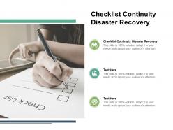 Checklist continuity disaster recovery ppt powerpoint presentation outline graphics example cpb