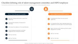 Checklist Defining Role Of Talent Management Developing Leadership Pipeline Through Succession