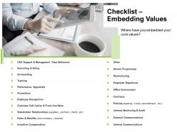Checklist Embedding Values Promotions Ppt Powerpoint Presentation Styles Graphics