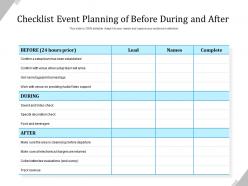 Checklist event planning of before during and after