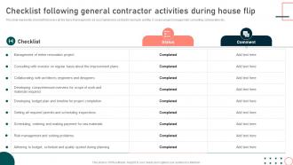 Checklist Following General Contractor Activities Techniques For Flipping Homes For Profit Maximization