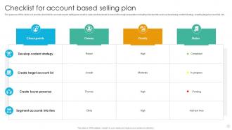 Checklist For Account Based Selling Plan