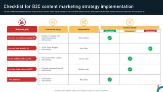Checklist For B2c Content Marketing Strategy Implementation