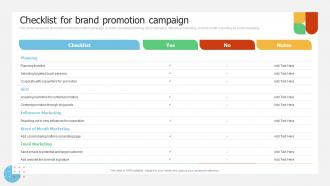 Checklist For Brand Promotion Campaign Cont Implementing Promotion Campaign For Brand Engagement