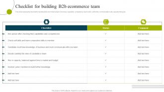 Checklist For Building B2b Ecommerce Team B2b E Commerce Business Solutions