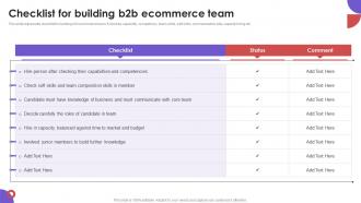 Checklist For Building B2B Ecommerce Team Business To Business E Commerce Management