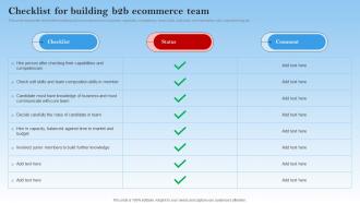 Checklist For Building B2b Ecommerce Team Electronic Commerce Management In B2b Business